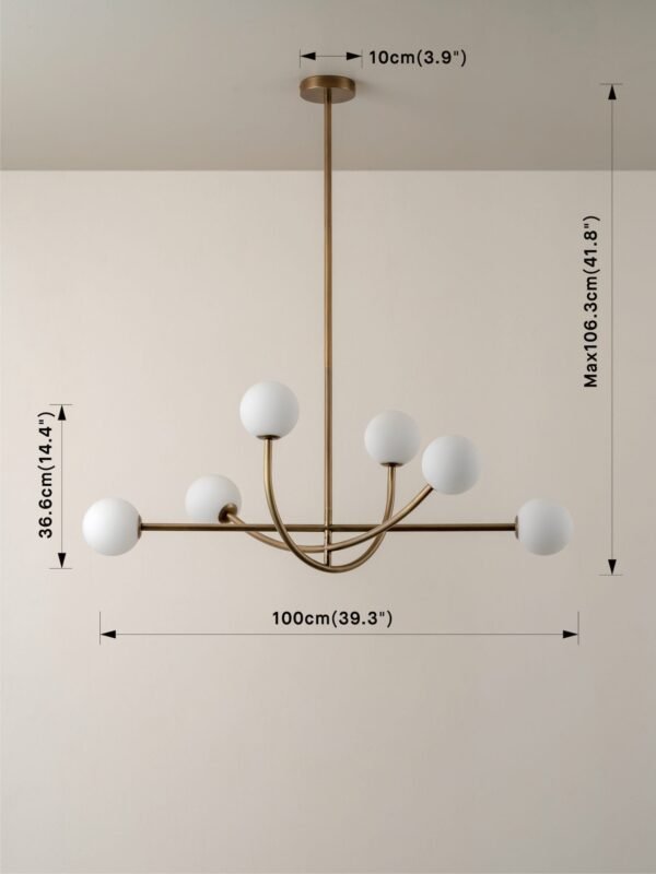 Perry - 6 light aged brass and opal pendant - Image 6
