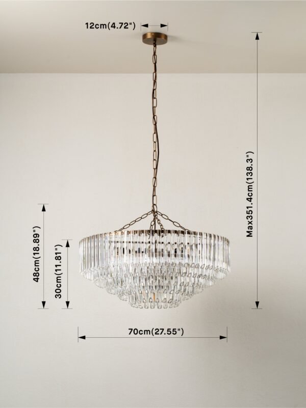Petalia - 9 light aged brass and clear glass tube wide chandelier - Image 6