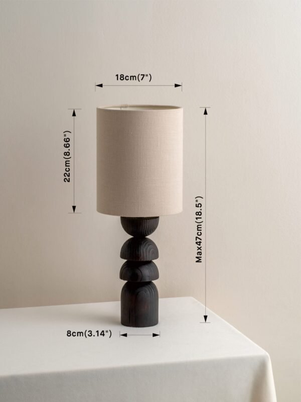 Aska - small charred wood and natural linen table lamp - Image 8