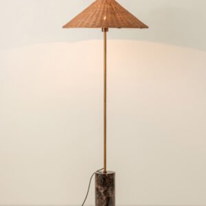 Ardini - 1 light rattan and brown marble floor lamp