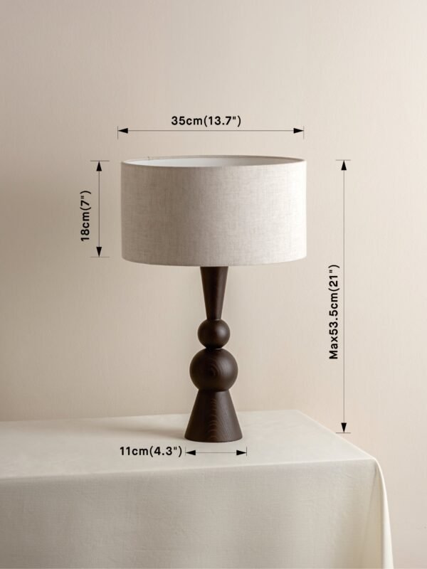 Carmine - dark wood and linen table lamp - Image 6