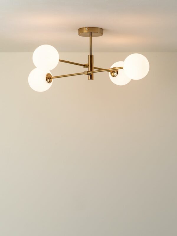 Chelso - 4 light brass and opal flush - Image 3