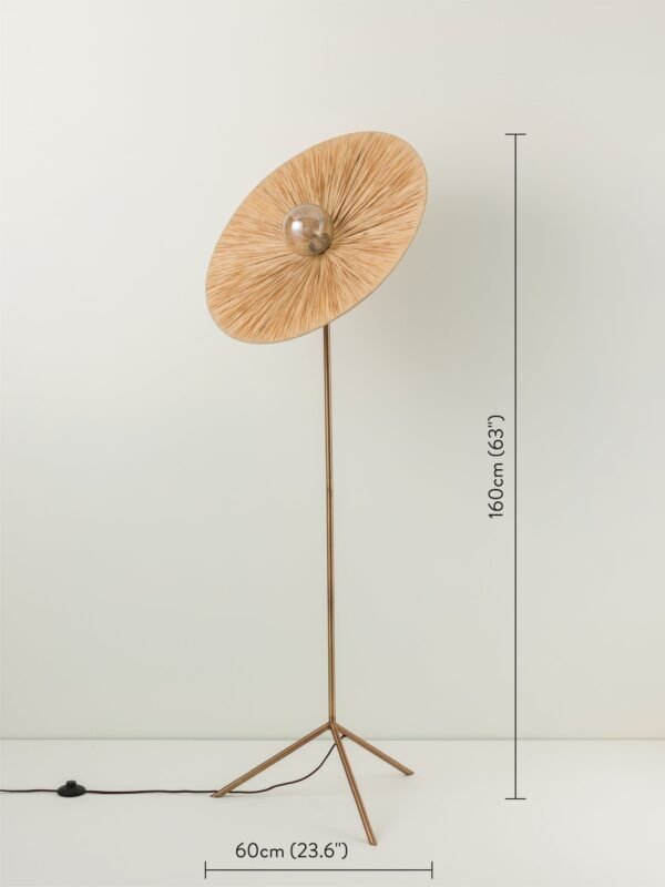 Ridotti - 1 Light Natural Raffia and Burnished Brass Floor Lamp - Image 7