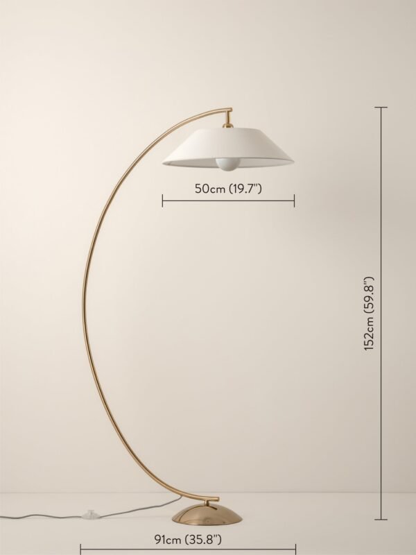 Circo - 1 light arc brass and natural linen floor lamp - Image 5