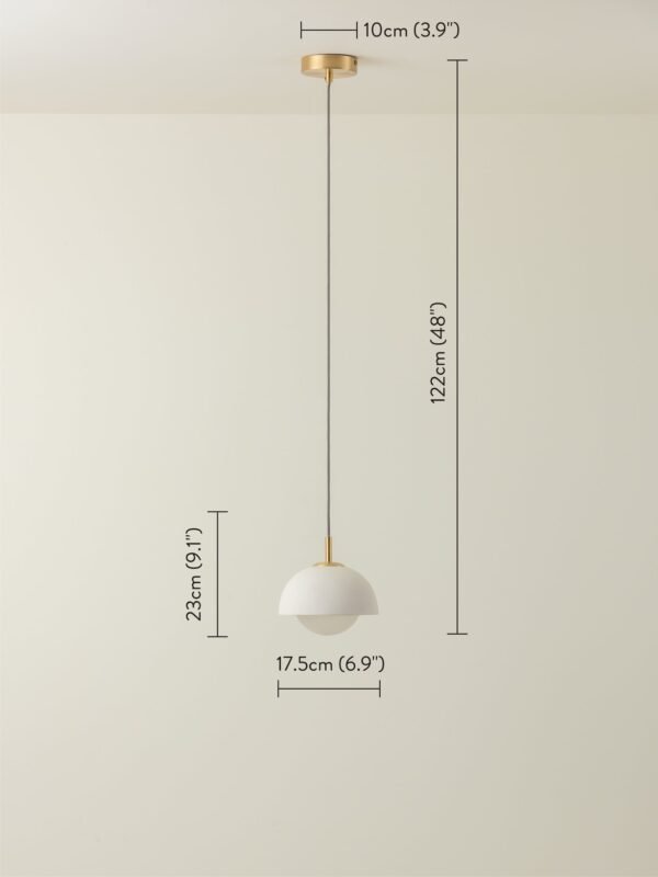 Porsa - 1 light brushed brass and warm white porcelain pendant - Image 6