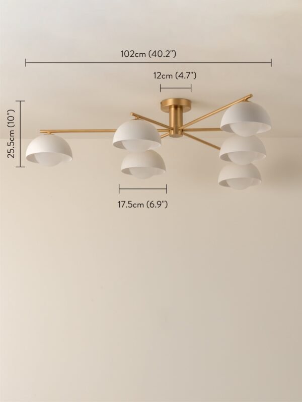 Porsa - 6 light aged brass and warm white porcelain flush - Image 5