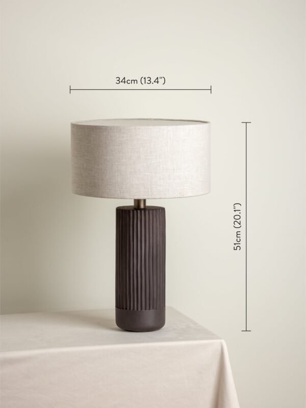 Nitara - chocolate ribbed concrete table lamp - Image 7
