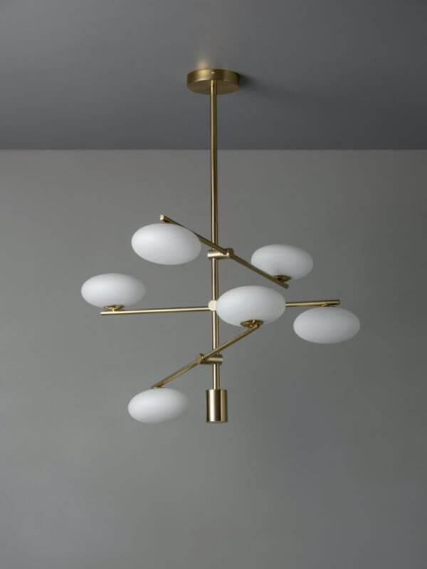 Imperial - 6 light brass and opal pendant - Image 2