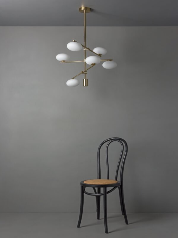 Imperial - 6 light brass and opal pendant - Image 4