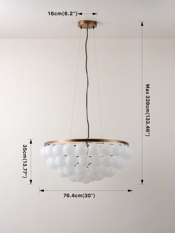 Cloudia - 5 Light large white frosted brass chandelier - Image 5