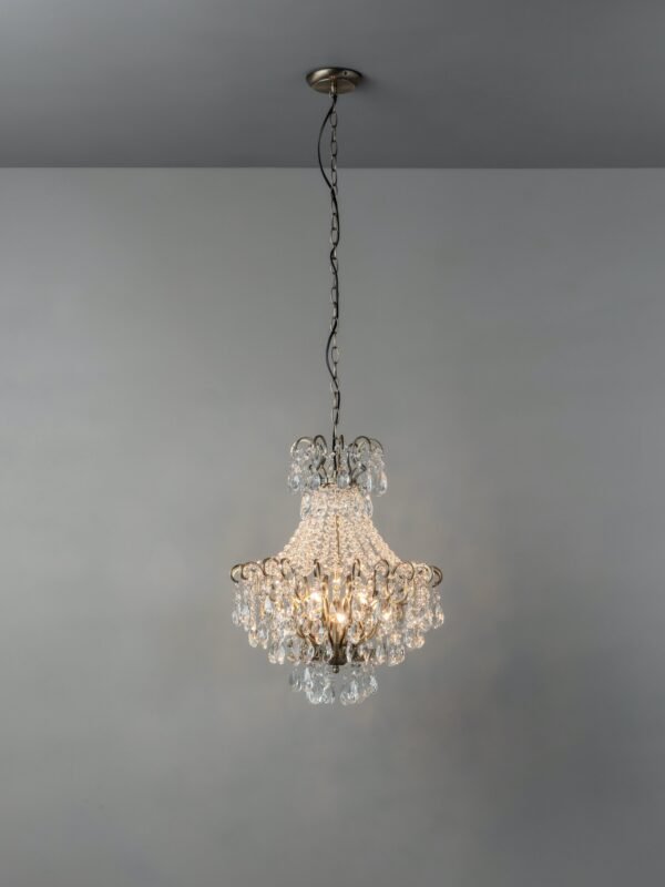 Lina - 4 light antique brass crystal glass chandelier - Image 2