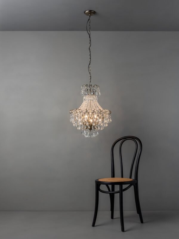 Lina - 4 light antique brass crystal glass chandelier - Image 6