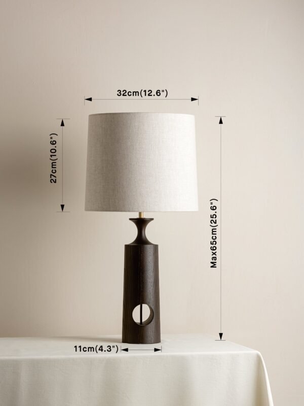 Morton - dark wood and linen table lamp - Image 7