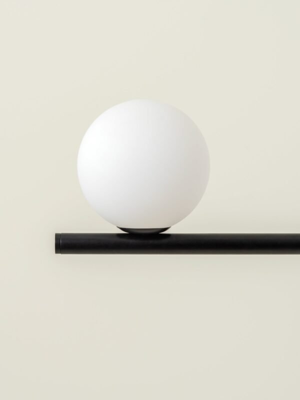 Perch - 4 light matt black and opal pendant bar - Image 3