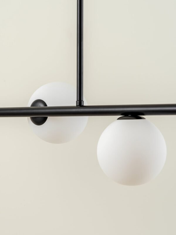 Perch - 4 light matt black and opal pendant bar - Image 4