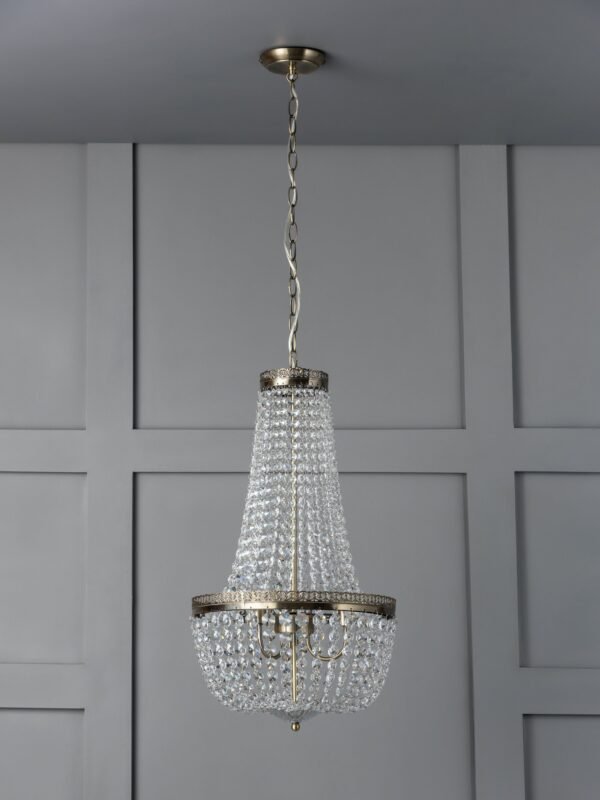 Pioni - 3 light antique brass crystal glass chandelier - Image 2