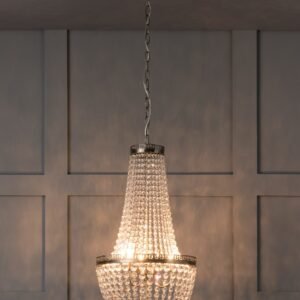 Pioni - 3 light antique brass crystal glass chandelier