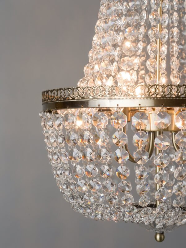 Pioni - 3 light antique brass crystal glass chandelier - Image 3
