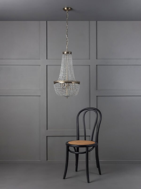 Pioni - 3 light antique brass crystal glass chandelier - Image 4