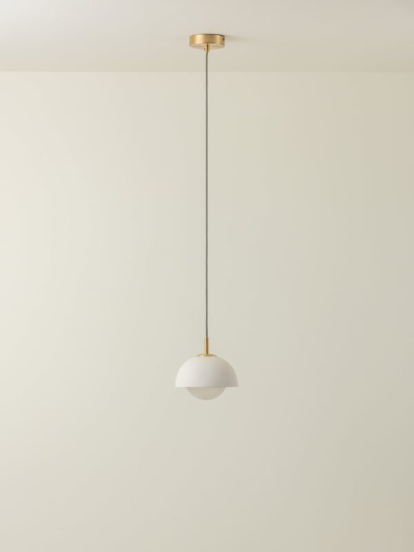 Porsa - 1 light brushed brass and warm white porcelain pendant - Image 4