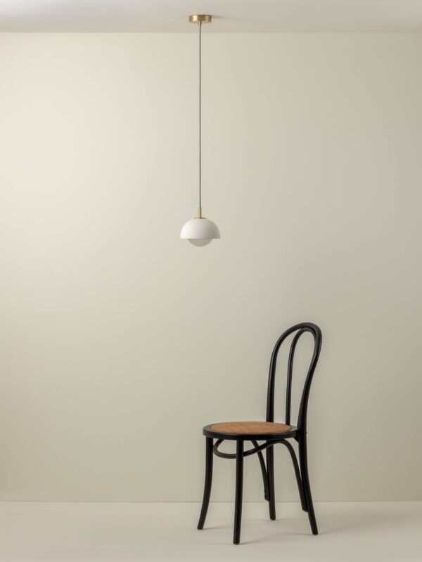 Porsa - 1 light brushed brass and warm white porcelain pendant - Image 5