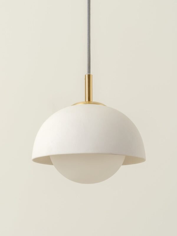 Porsa - 1 light brushed brass and warm white porcelain pendant - Image 3