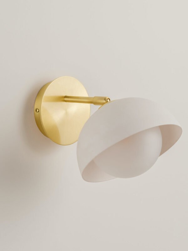 Porsa - 1 light brushed brass and warm white porcelain wall light - Image 2
