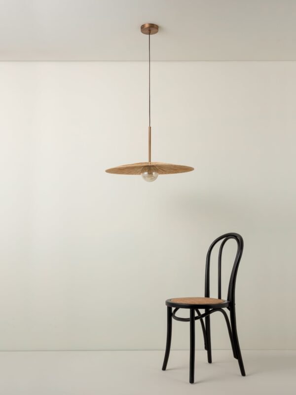 Ridotti - 1 light natural raffia and burnished brass pendant - Image 4