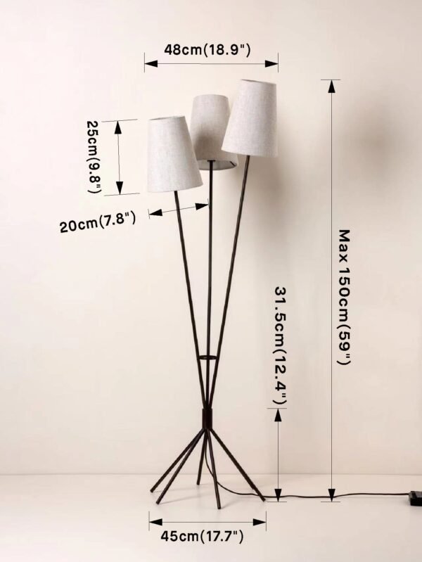 Renwick - 3 light linen and bronze floor lamp - Image 8