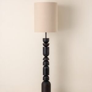 Aska - charred wood and natural linen floor lamp