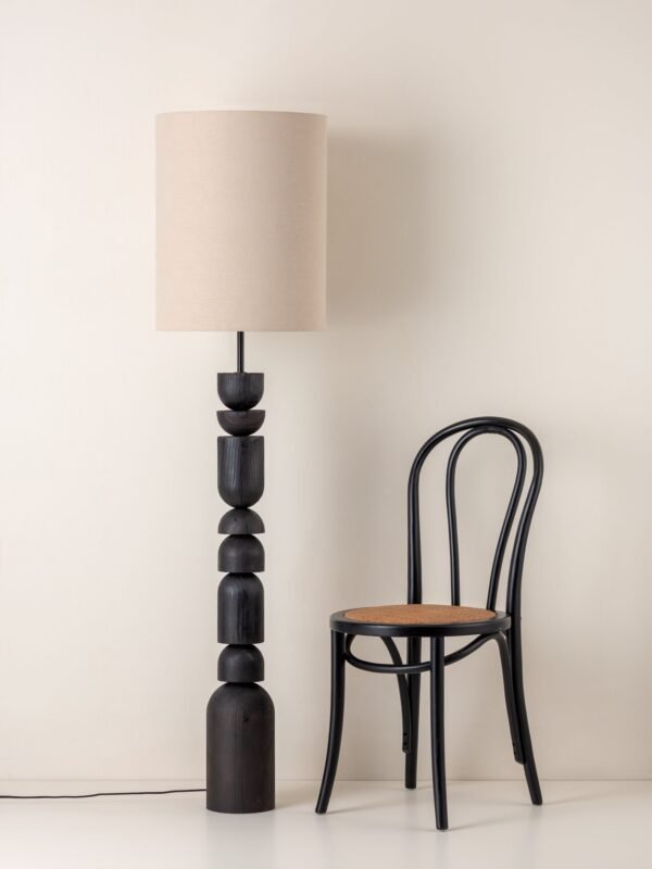 Aska - charred wood and natural linen floor lamp - Image 5