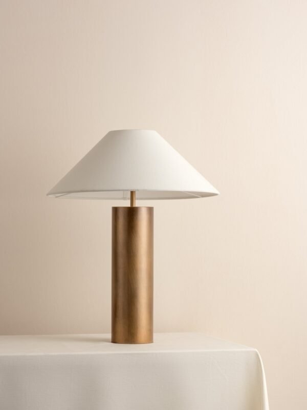 Bleeker - aged brass and linen table lamp - Image 4