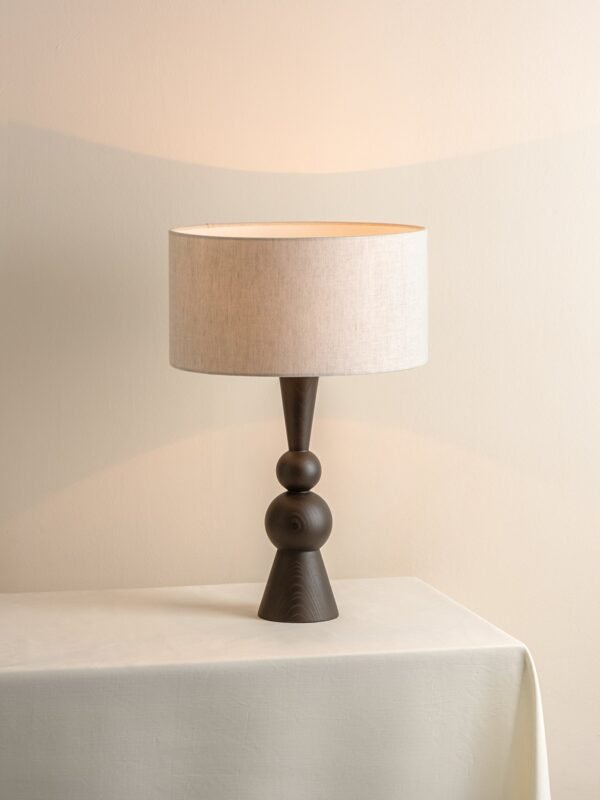 Carmine - dark wood and linen table lamp - Image 2