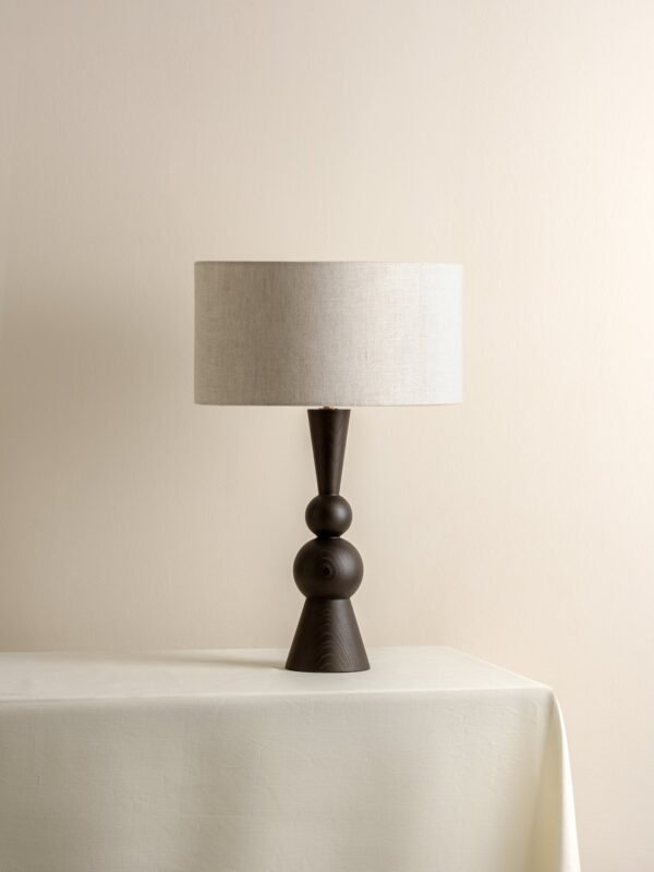 Carmine - dark wood and linen table lamp - Image 4