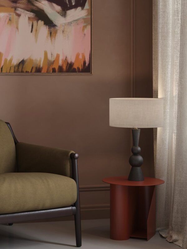Carmine - dark wood and linen table lamp - Image 5
