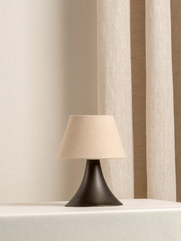 Cenare - bronze and linen rechargeable table lamp - Image 2