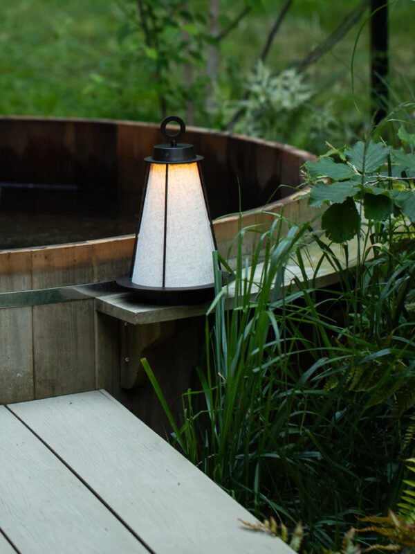 Lanterna - bronze and linen rechargeable table lamp - Image 2
