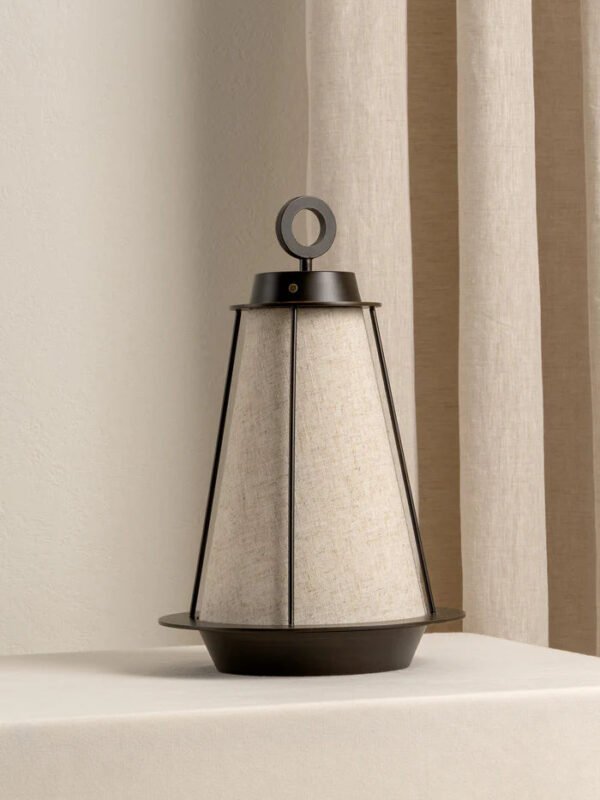 Lanterna - bronze and linen rechargeable table lamp