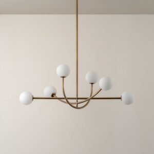 Perry - 6 light aged brass and opal pendant