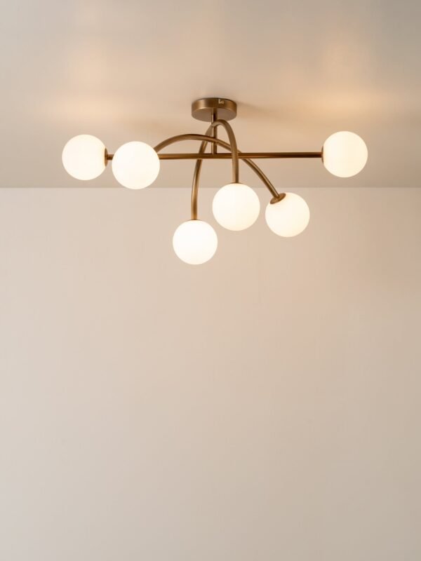 Perry - 6 light aged brass and opal flush pendant - Image 2