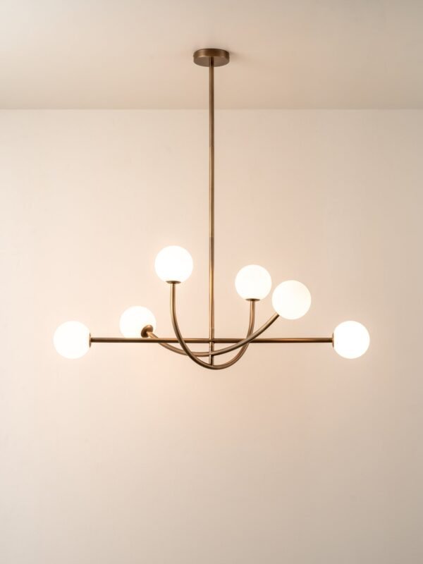 Perry - 6 light aged brass and opal pendant - Image 2