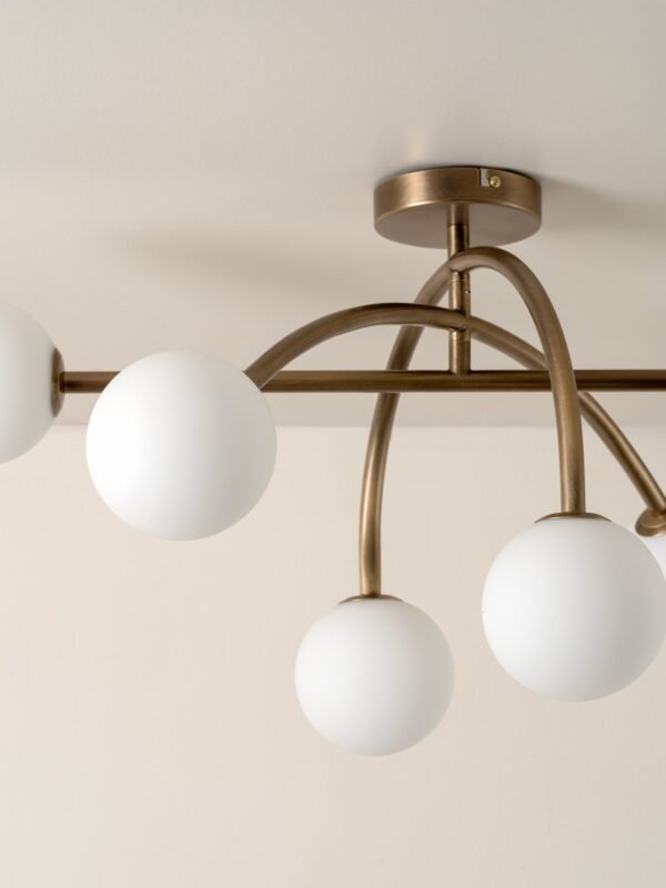 Perry - 6 light aged brass and opal flush pendant - Image 3