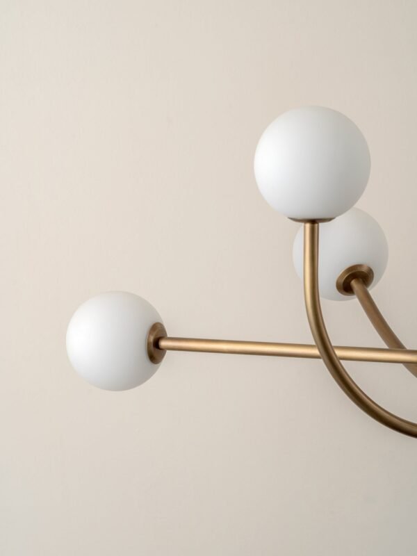 Perry - 6 light aged brass and opal pendant - Image 4