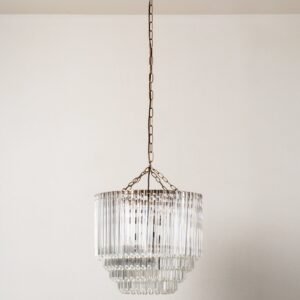 Petalia - 9 light aged brass and clear glass tube tall chandelier