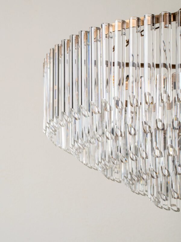 Petalia - 9 light aged brass and clear glass tube wide chandelier - Image 5
