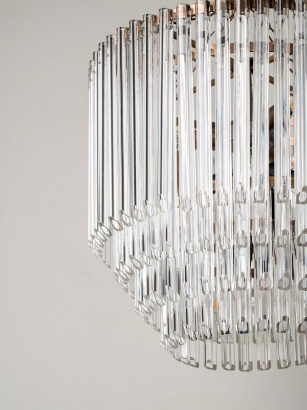 Petalia - 9 light aged brass and clear glass tube tall chandelier - Image 5