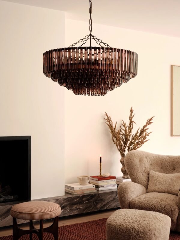Petalia - 9 light bronze and smoked chocolate glass tube wide chandelier - Image 2