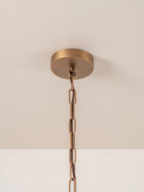 Petalia - 9 light aged brass and smoked green glass tube tall chandelier - Image 5