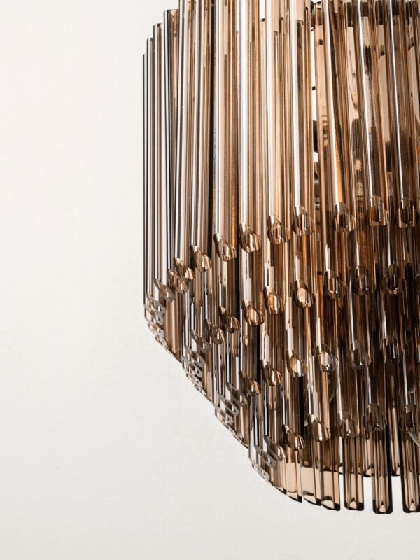 Petalia - 9 light bronze and smoked chocolate glass tube tall chandelier - Image 4