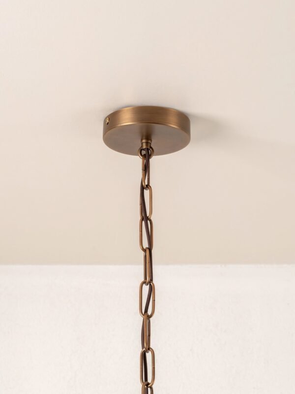 Petalia - 9 light aged brass and smoked green glass tube wide chandelier - Image 3